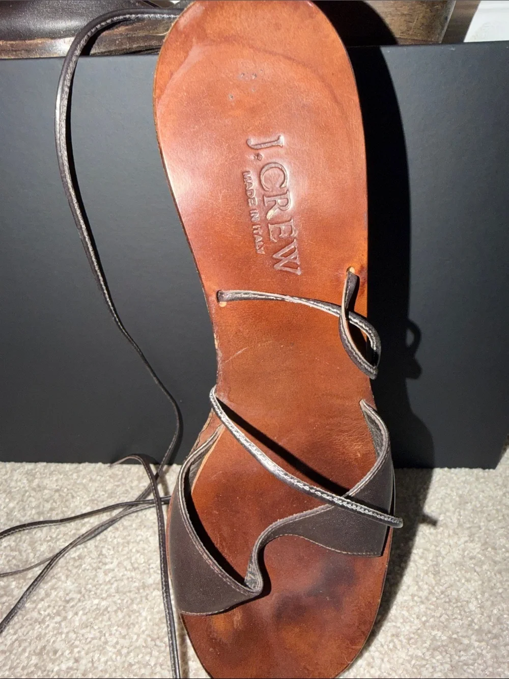 J. Crew Brown Leather Lace-Up Wedge Sandals